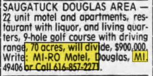 Mi-Ro Motel and Golf Course - Apr 16 1989 Article (newer photo)
